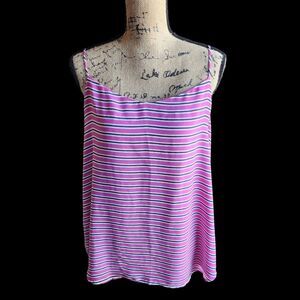 LOFT Sleeveless Blouse Women SZ LT Nautical Spaghetti Strap Striped Summer Sheer